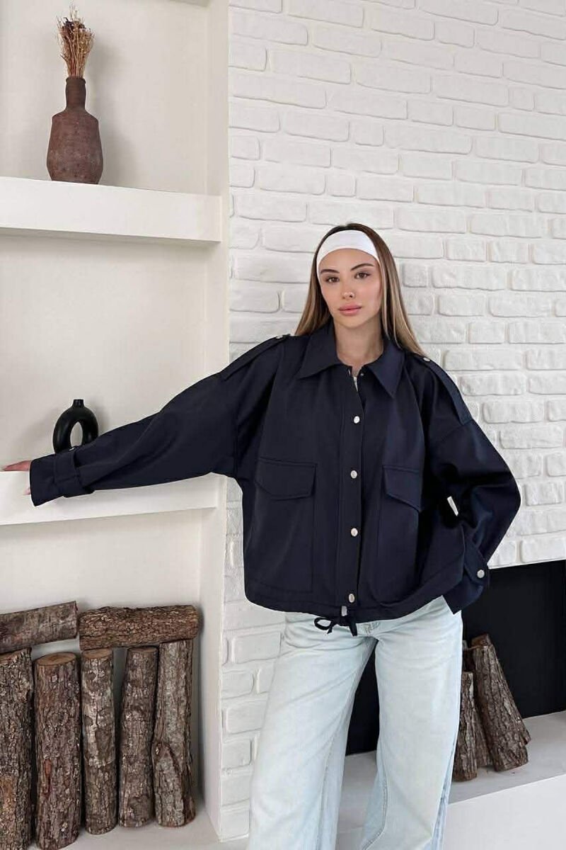 ONE COLOR BUTTONES WOMAN JACKET BLUE/BLU - 1