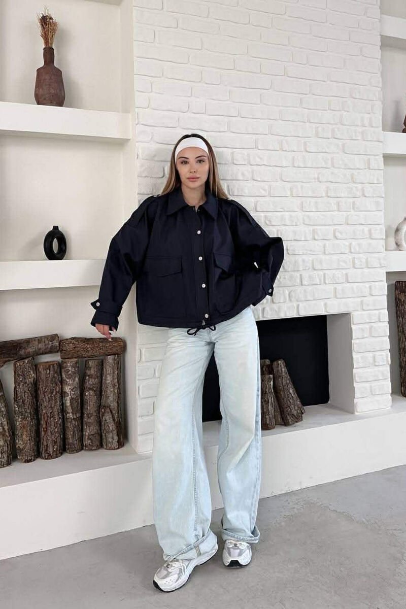 ONE COLOR BUTTONES WOMAN JACKET BLUE/BLU - 3