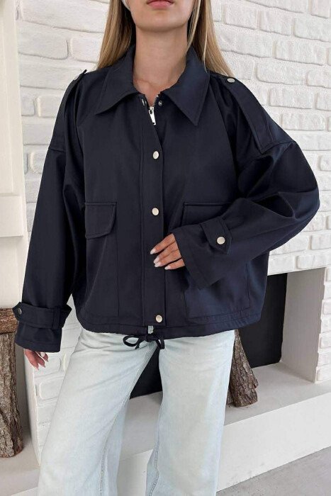 ONE COLOR BUTTONES WOMAN JACKET BLUE/BLU - 5