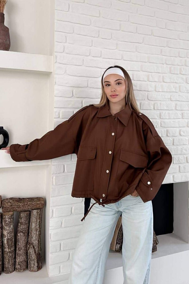 ONE COLOR BUTTONES WOMAN JACKET BROWN/KAFE - 2