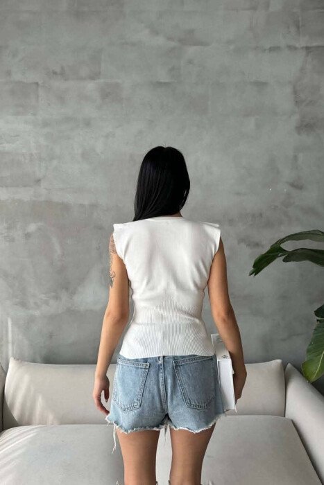 ONE COLOR BUTTONS DETAILS WOMAN TANK TOP WHITE-E BARDHE - 5