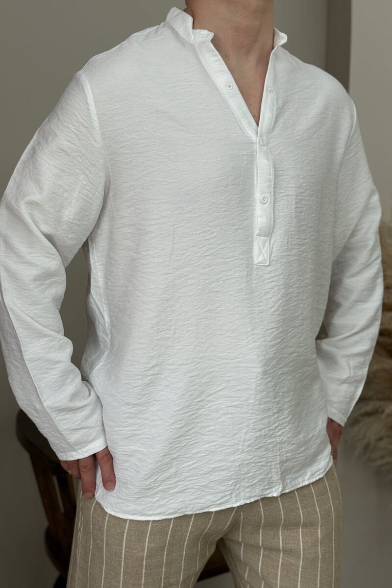 ONE COLOR BUTTONS MEN SHIRT WHITE-E BARDHE - 3
