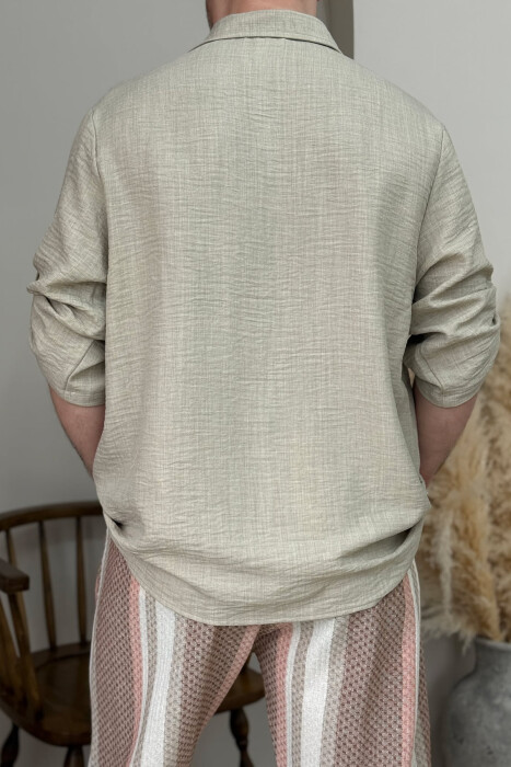ONE COLOR BUTTONS MEN T-SHIRT BEIGE/BEZHE - 2