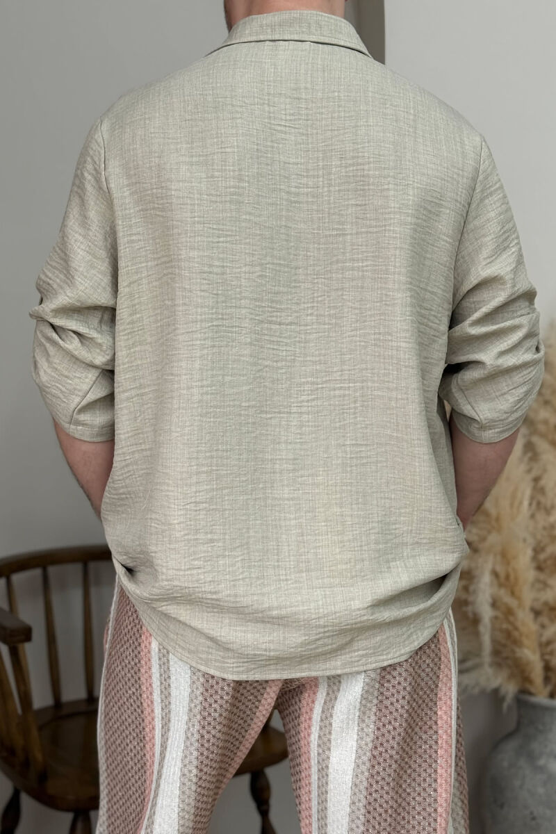 ONE COLOR BUTTONS MEN T-SHIRT BEIGE/BEZHE - 2
