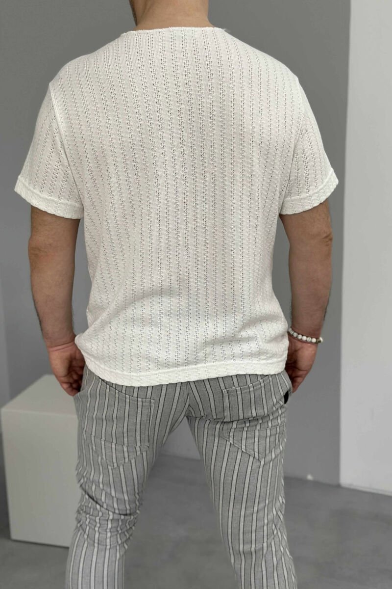 ONE COLOR BUTTONS MEN T-SHIRT WHITE-E BARDHE - 4