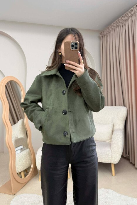 XHAKETE KAMOSHI NJE NGJYRESHE ME BUTONA PER FEMRA NE NGJYRE ULLI - KLAUDIO FASHION