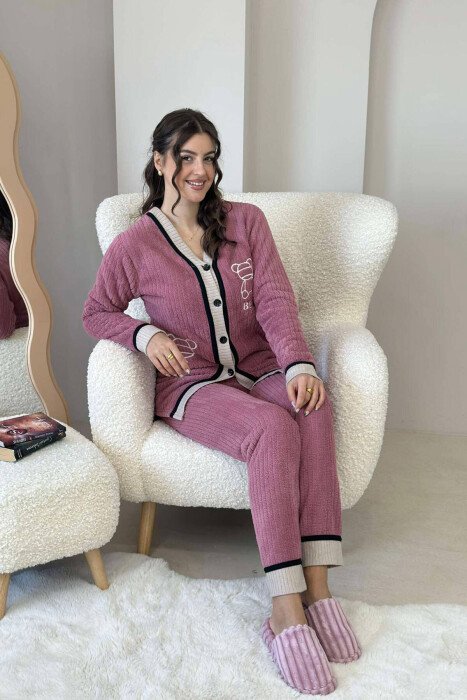 ONE COLOR BUTTONS WOMAN PYJAMAS VINEGAR/UTHULL - KLAUDIO FASHION