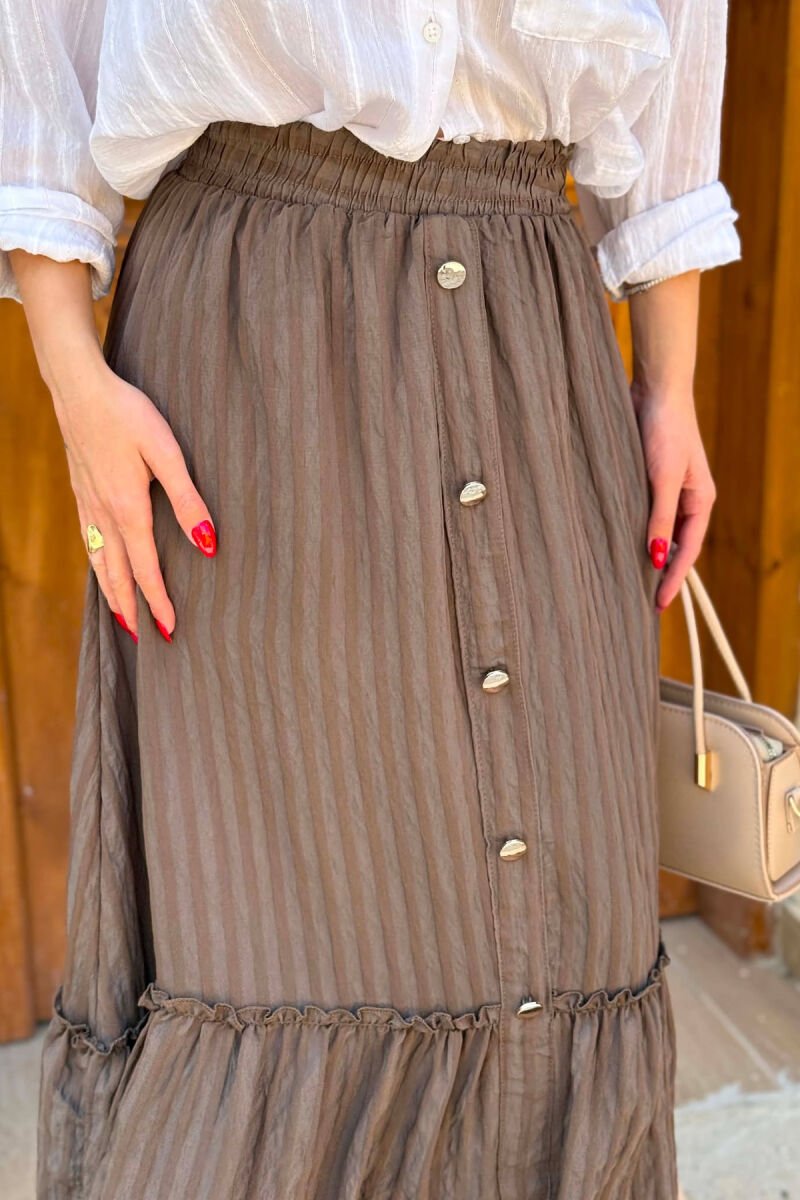 ONE COLOR BUTTONS WOMAN SKIRT BROWN/KAFE - 4