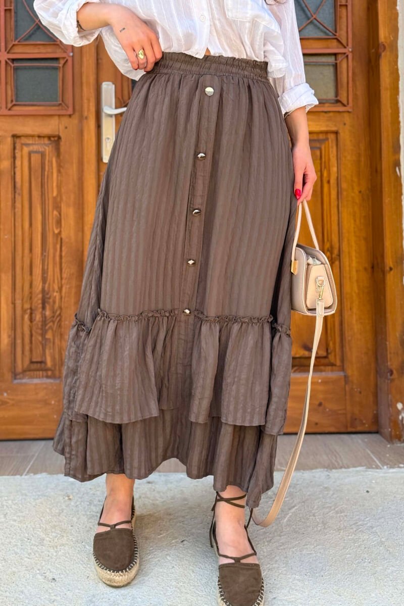 ONE COLOR BUTTONS WOMAN SKIRT BROWN/KAFE - 5