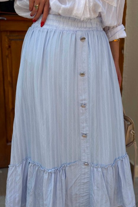 ONE COLOR BUTTONS WOMAN SKIRT LIGHTBLUE/BZ - 3