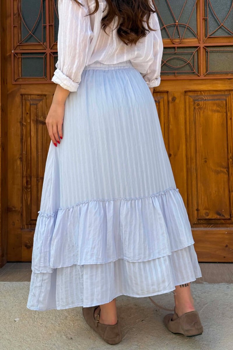 ONE COLOR BUTTONS WOMAN SKIRT LIGHTBLUE/BZ - 4