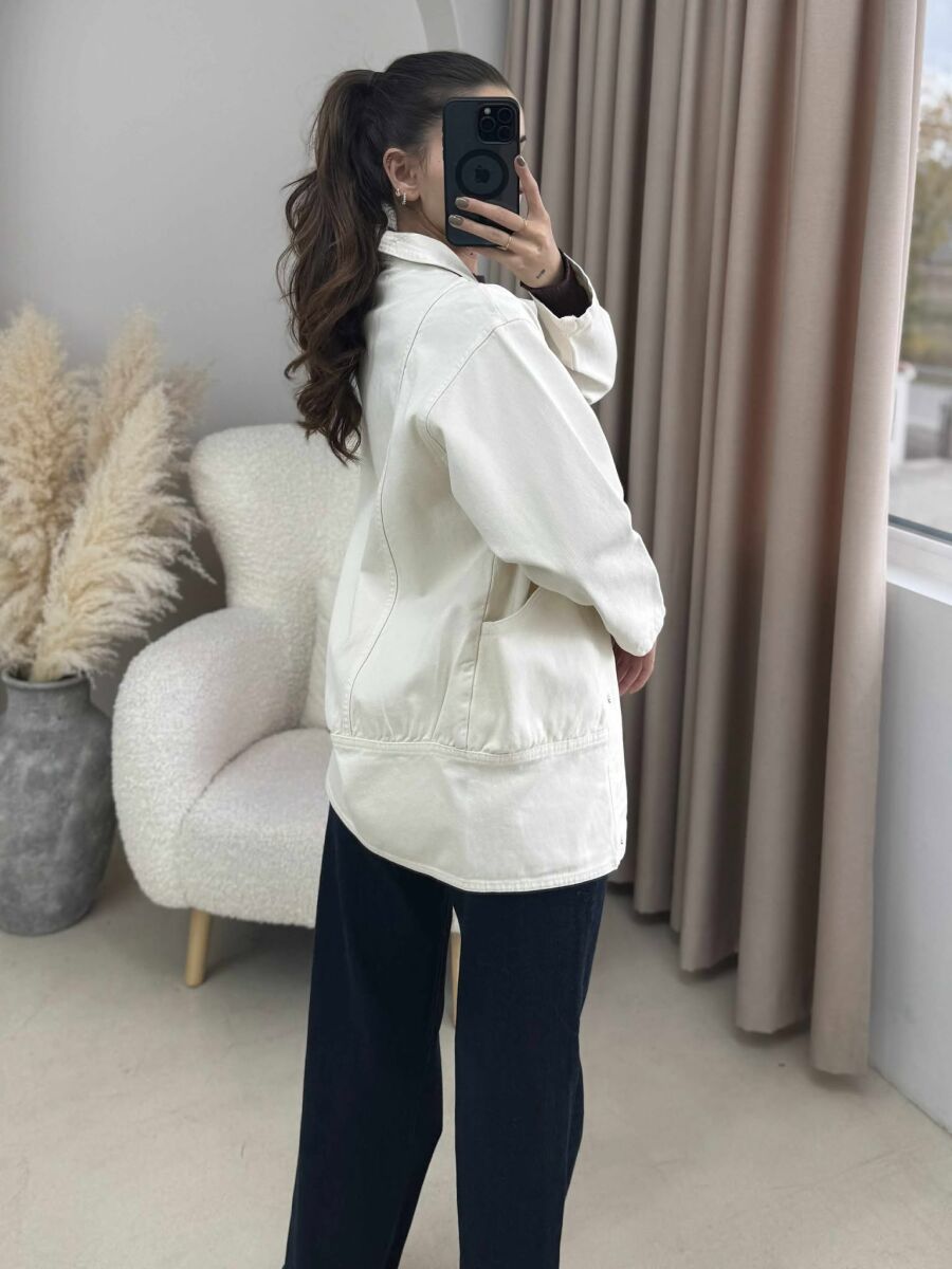 ONE COLOR BUTTONS WOMEN JACKET CREAM/KREM - 8