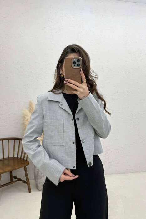 ONE COLOR BUTTONS WOMEN JACKET LIGHT GREY/GZ 
