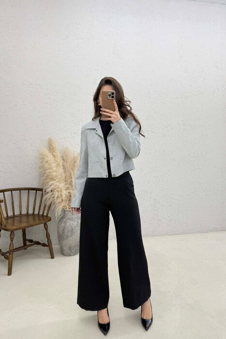 ONE COLOR BUTTONS WOMEN JACKET LIGHT GREY/GZ - 2