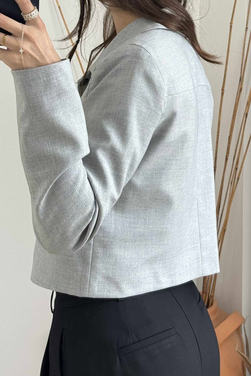 ONE COLOR BUTTONS WOMEN JACKET LIGHT GREY/GZ - 7