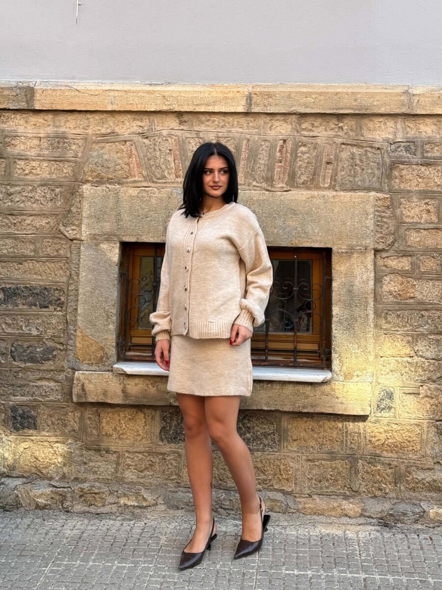 ONE COLOR CARDIGAN +SKIRT WOMAN SET BEIGE/BEZHE - 5