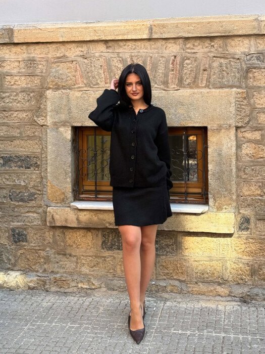 ONE COLOR CARDIGAN +SKIRT WOMAN SET BLACK/ E ZEZE - 6