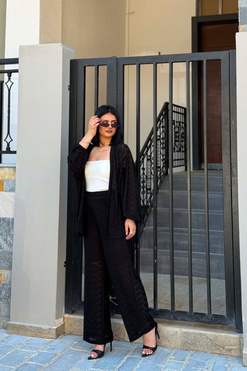 ONE COLOR CARDIGAN +TROUSERS WOMAN SET BLACK/ E ZEZE - 2