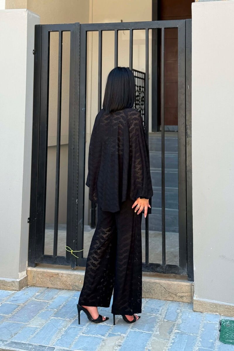 ONE COLOR CARDIGAN +TROUSERS WOMAN SET BLACK/ E ZEZE - 3