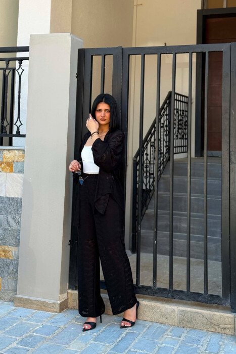 ONE COLOR CARDIGAN +TROUSERS WOMAN SET BLACK/ E ZEZE - 5