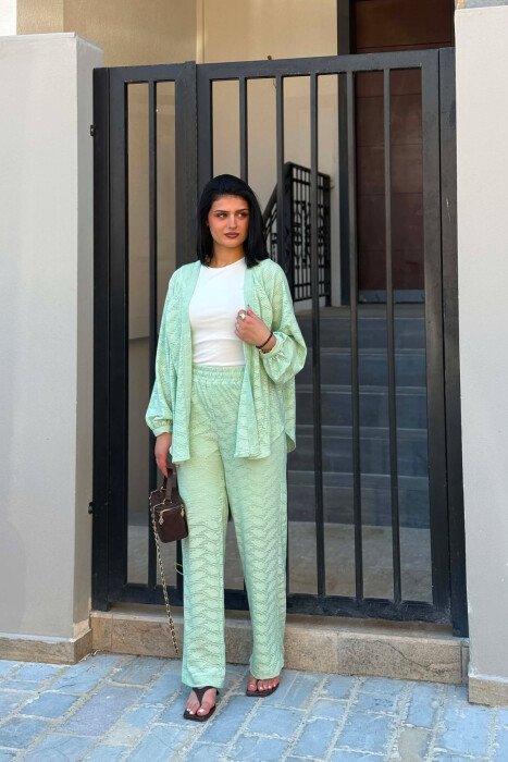 ONE COLOR CARDIGAN +TROUSERS WOMAN SET MINT/MENTE 