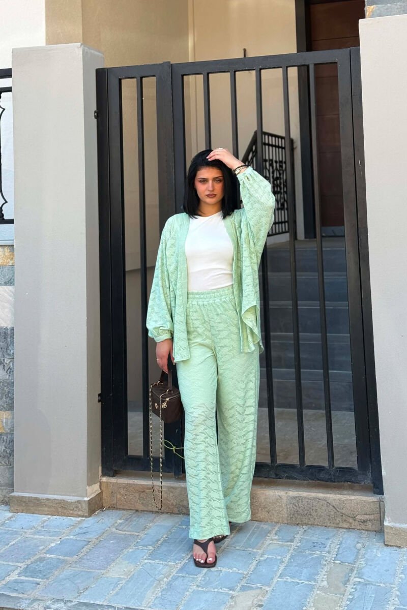 ONE COLOR CARDIGAN +TROUSERS WOMAN SET MINT/MENTE - 3