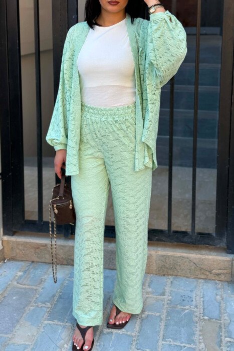 ONE COLOR CARDIGAN +TROUSERS WOMAN SET MINT/MENTE - 5