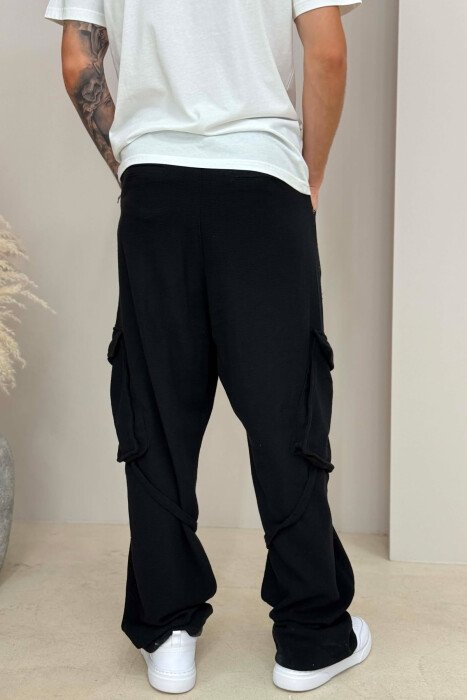 ONE COLOR CARGO MEN PANTS BLACK/ E ZEZE - 3