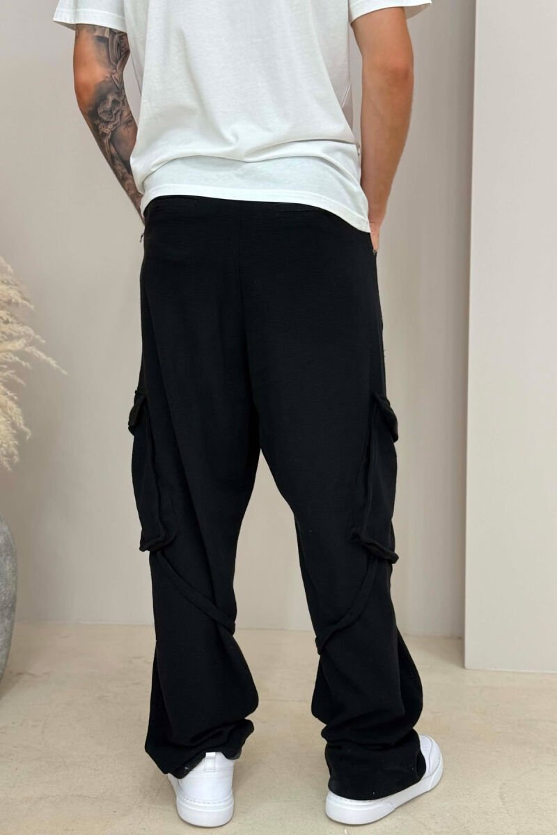 ONE COLOR CARGO MEN PANTS BLACK/ E ZEZE - 3