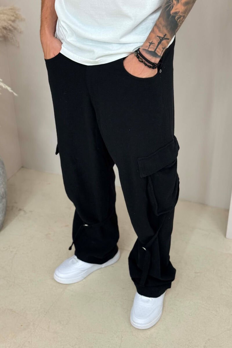 ONE COLOR CARGO MEN PANTS BLACK/ E ZEZE - 4