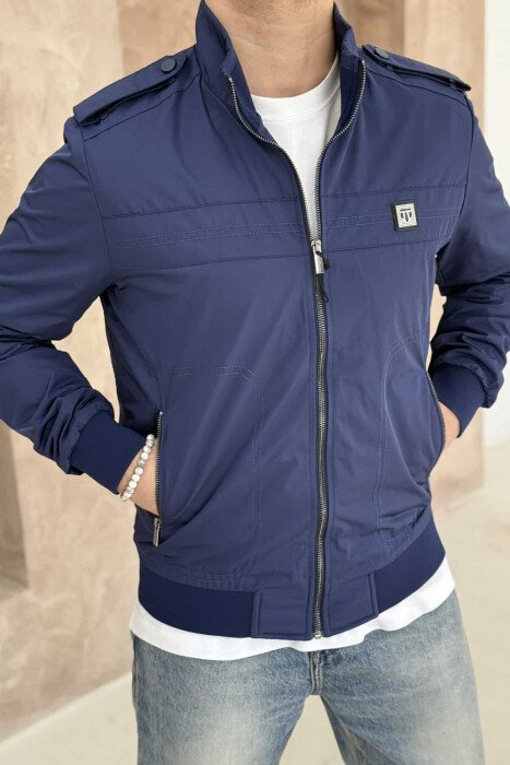 ONE COLOR CASUAL SIMPLE MEN JACKET BLUE/BLU - 2