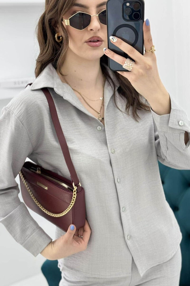 ONE COLOR CHAIN DETAIL WOMEN BAG BURGUNDY/VISHNJE - 3