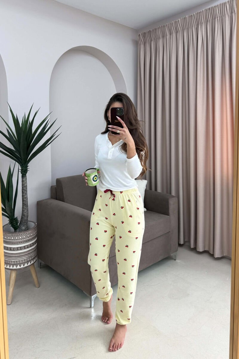 ONE COLOR CHERRY DESIGN WOMAN JOGGERS YELLOW/E VERDHE - 1