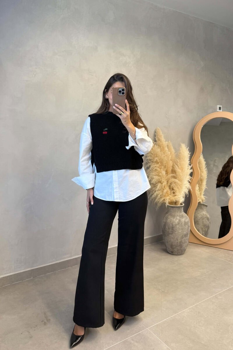 ONE COLOR CHERRY LOGO KNITTED WOMAN VEST BLACK/ E ZEZE - 2