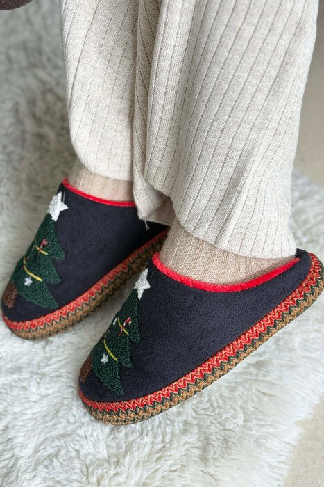 ONE COLOR CHRISTMAS TREE WOMAN SLIPPERS BLACK/ E ZEZE - 4