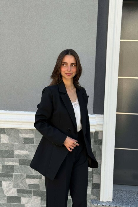 ONE COLOR CLASSIC JACKET + TROUSERS WOMAN SET BLACK/ E ZEZE - 3