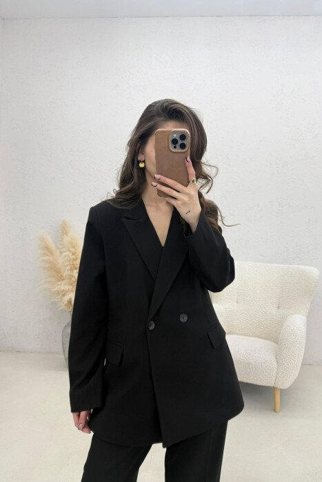 ONE COLOR CLASSIC JACKET + TROUSERS WOMAN SET BLACK/ E ZEZE - 2