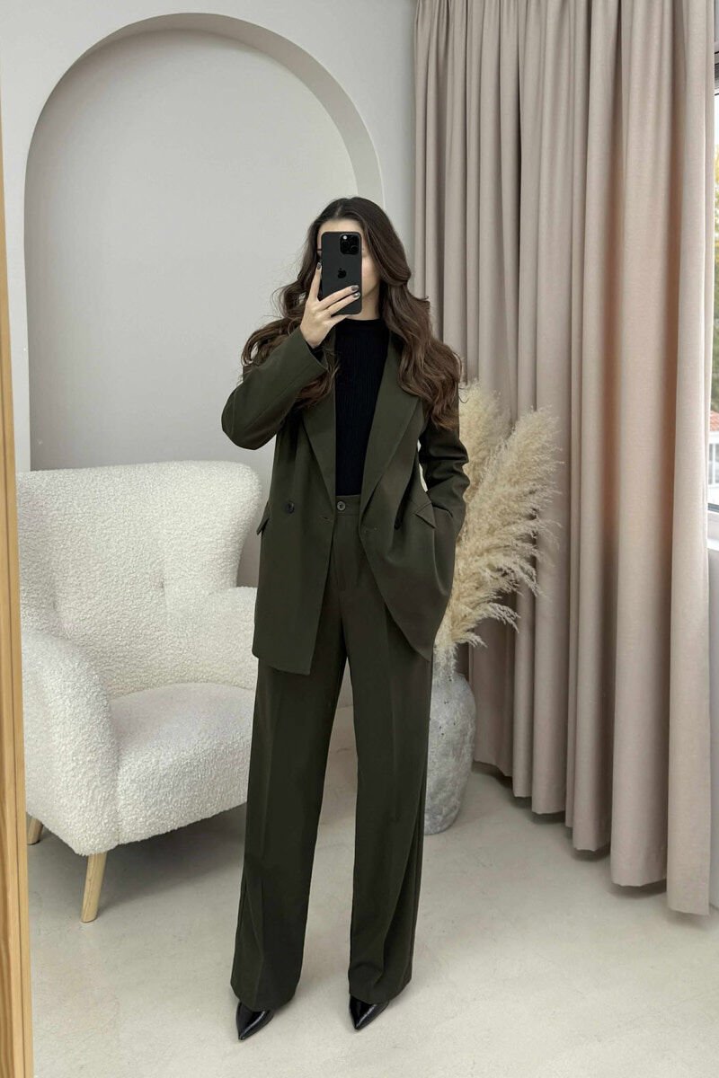 ONE COLOR CLASSIC JACKET + TROUSERS WOMAN SET GREEN/JESHILE - 1