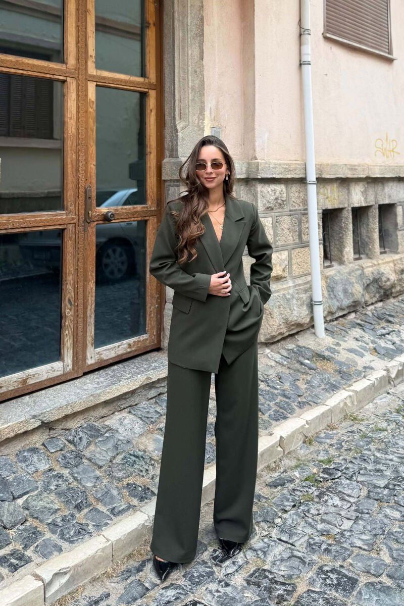 ONE COLOR CLASSIC JACKET + TROUSERS WOMAN SET GREEN/JESHILE - 1