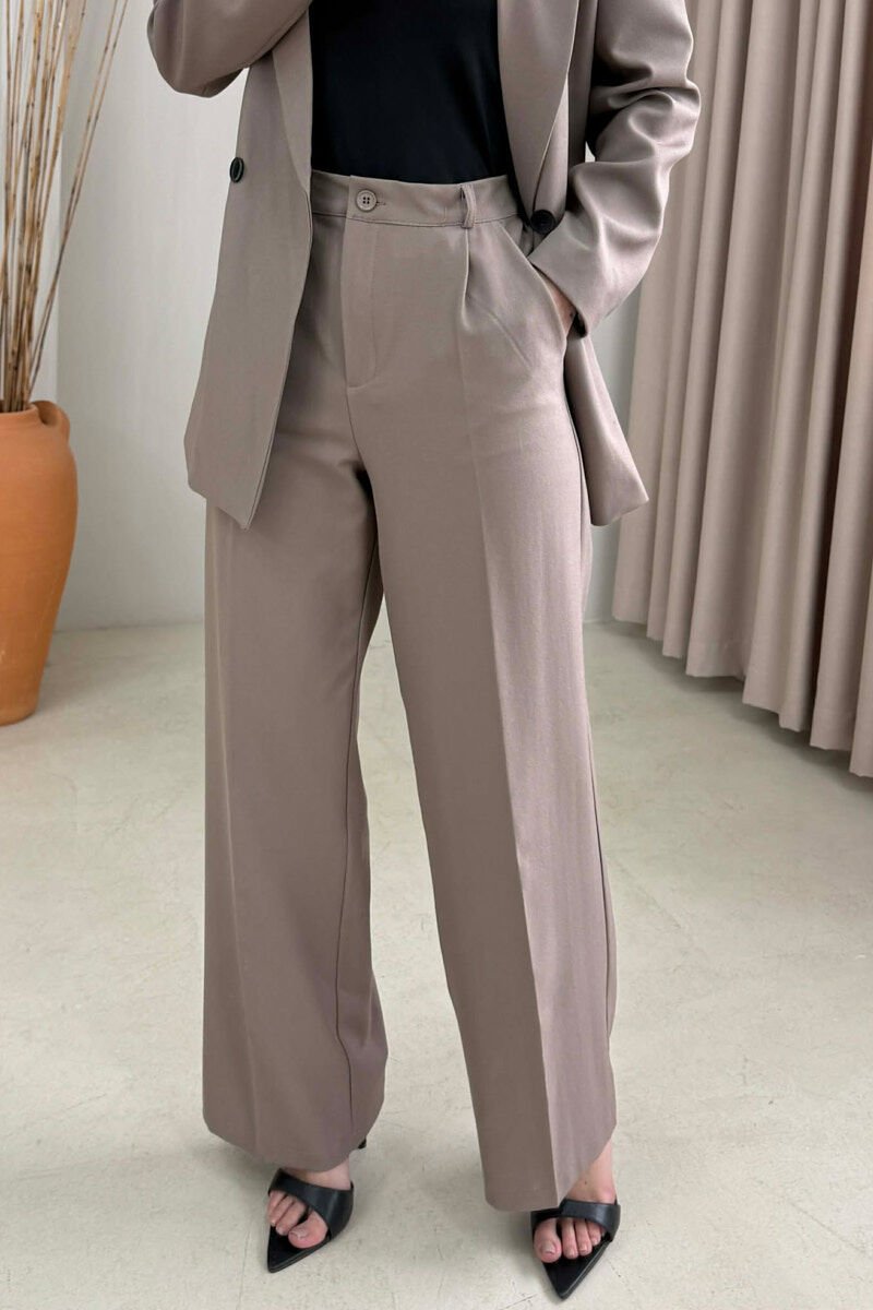 ONE COLOR CLASSIC JACKET + TROUSERS WOMAN SET LIGHT BROWN/KAZB - 4