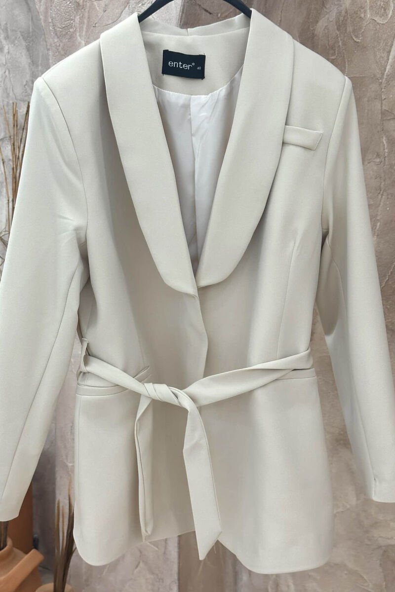 ONE COLOR CLASSIC JACKET+ TROUSERS WOMEN SET CREAM/KREM - 3
