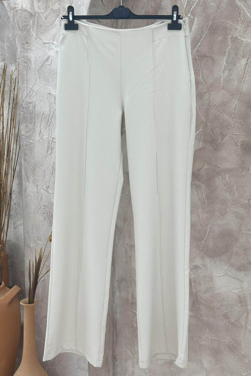 ONE COLOR CLASSIC JACKET+ TROUSERS WOMEN SET CREAM/KREM - 5