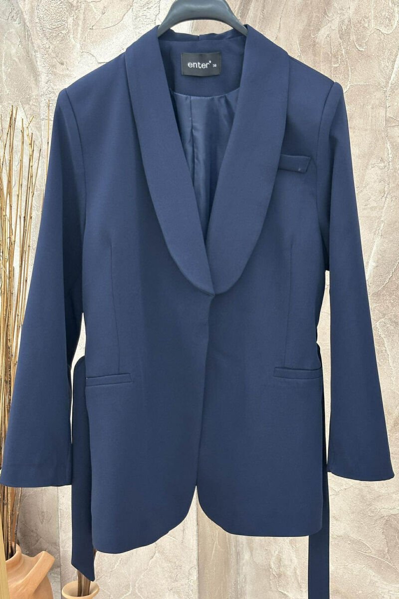 ONE COLOR CLASSIC JACKET+ TROUSERS WOMEN SET DARK BLUE/BEE - 3