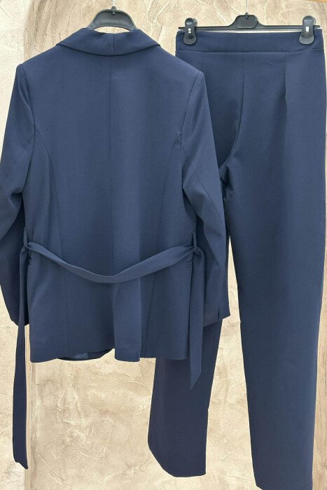 ONE COLOR CLASSIC JACKET+ TROUSERS WOMEN SET DARK BLUE/BEE - 5