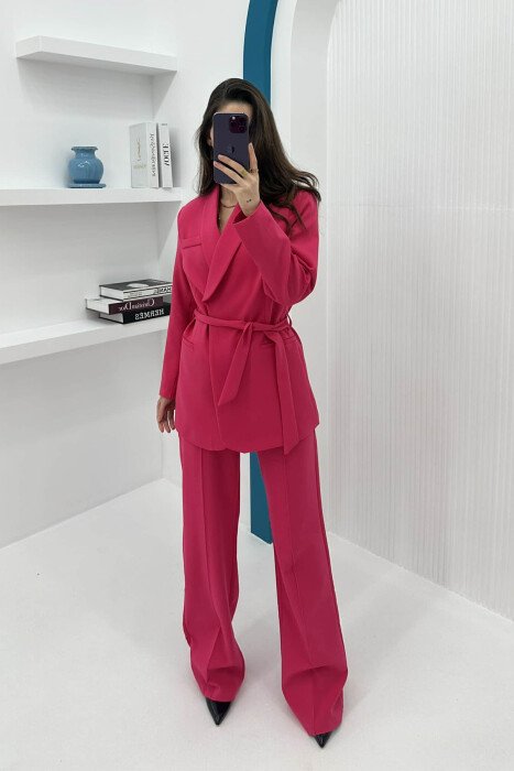 ONE COLOR CLASSIC JACKET+ TROUSERS WOMEN SET FUCHSIA/CIKLAMI 