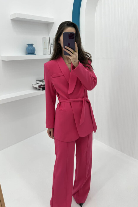 ONE COLOR CLASSIC JACKET+ TROUSERS WOMEN SET FUCHSIA/CIKLAMI - 2