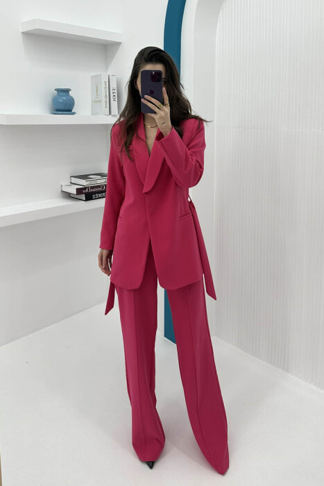 ONE COLOR CLASSIC JACKET+ TROUSERS WOMEN SET FUCHSIA/CIKLAMI - 4