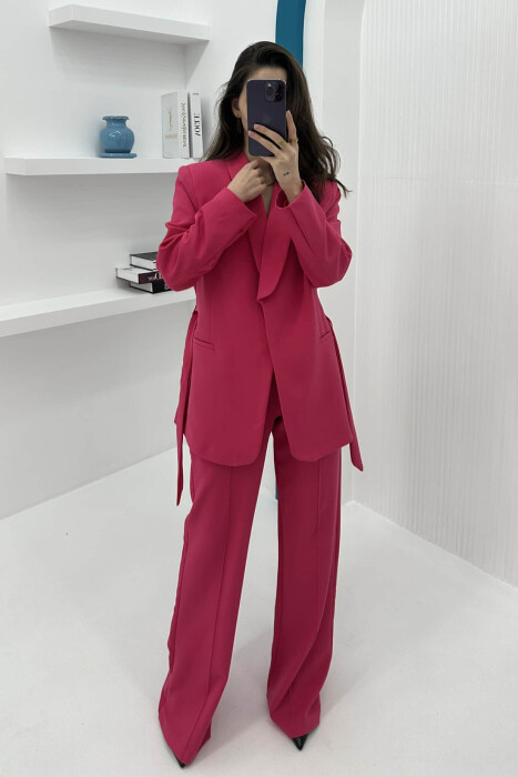 ONE COLOR CLASSIC JACKET+ TROUSERS WOMEN SET FUCHSIA/CIKLAMI - 5