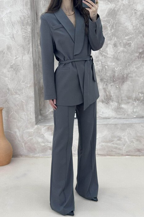 ONE COLOR CLASSIC JACKET+ TROUSERS WOMEN SET GREY/GRI - 5