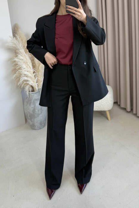 ONE COLOR CLASSIC JACKET+TROUSERS WOMEN SET BLACK/ E ZEZE - 4
